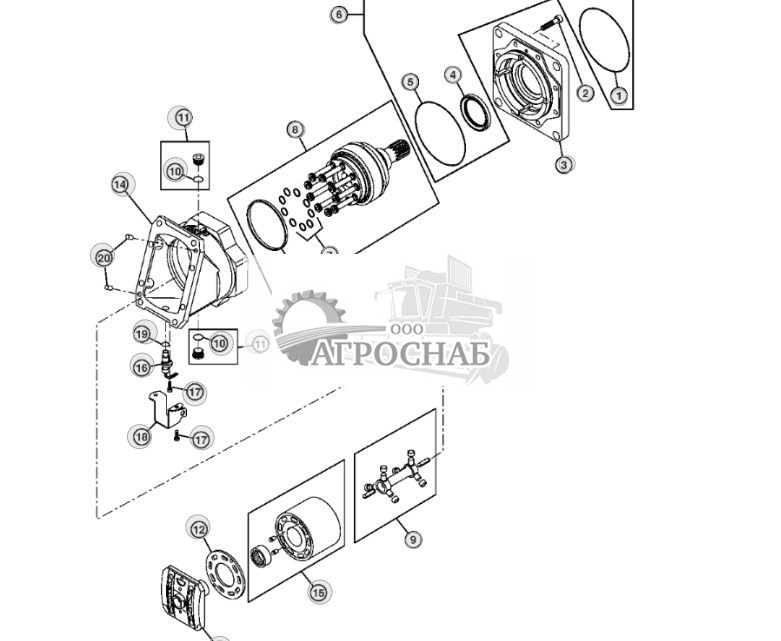 Вал двигателя и датчики гидростатического привода гусеницы - ST10438 68.jpg